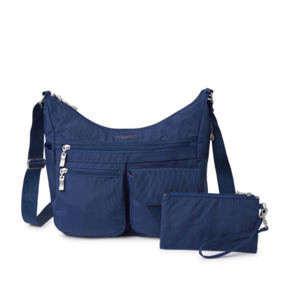 Baggallini Handbags - Baggallini Blue Shoulder Bag with Pouch RFID